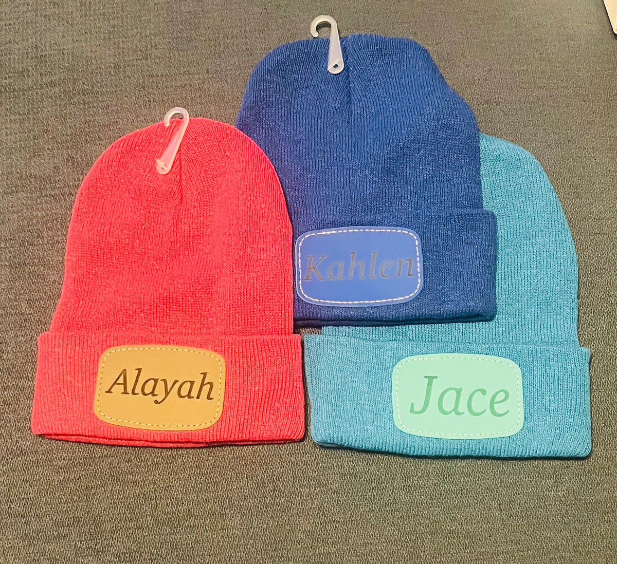 Winter Beanie with Leather Patch